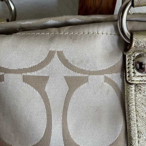 Coach Metallic Gold and Cream Tote Bag - Picture 3 of 16